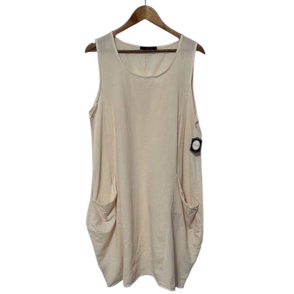 NWT Giocam 100% Peruvian Cotton Tank Dress with Pockets Lagenlook